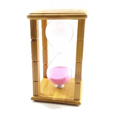 Часы песочные в бамбуке 'Time is Money' розовый (20 мин)(16,5х10х10 см)