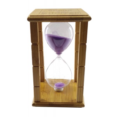 Часы песочные в бамбуке Time is Money фиолетовый (20 мин)(16,5х10х10 см)