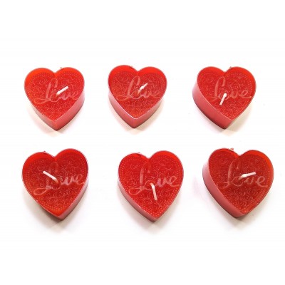 Свечи 'Сердечки Love' (6 шт) красные (14,5х10х2 см)
