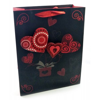 Пакет подарочный картонный с аппликацией'Love' (23х18х8 см)