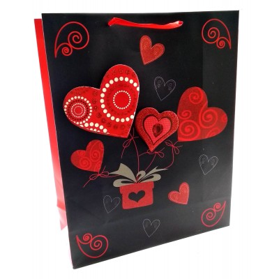 Пакет подарочный картонный с аппликацией'Love' (30х38х12 см)