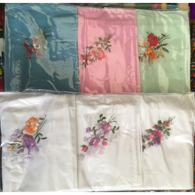 Платок носовой женский, 30х30 см, вышивка, (хлопок, уп. 10 шт)