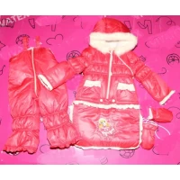 Конверт+куртка+штаны. 3 в 1.  Рюша. Красный цвет. (плащевка, овчина) 1365