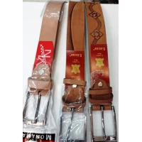 Ремень мужской коричневый, ширина 3.5 см, пряжка металлическая