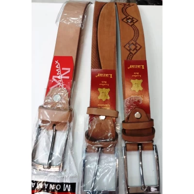 Ремень мужской коричневый, ширина 3.5 см, пряжка металлическая