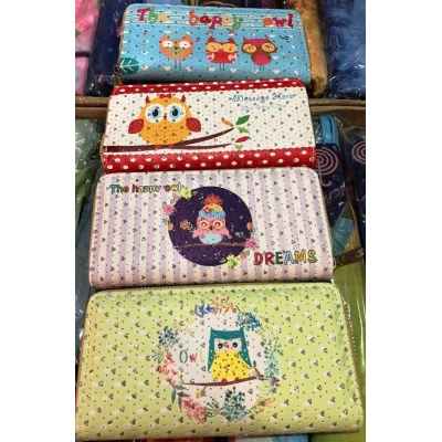 Кошелек женский " Совы " 1 змейка, в ассортименте