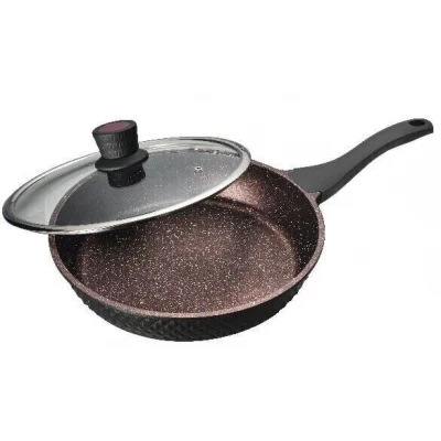 СКОВОРОДА ГЛУБОКАЯ МРАМОРНОЕ ПОКРЫТИЕ С КРЫШКОЙ - 24 СМ. EDENBERG EB-14136