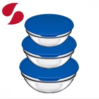 Набор салатников с синей пласт. крышкой 14см, 17см, 20см (Chefs)
