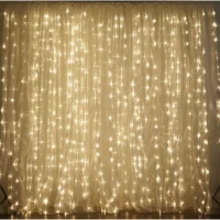 Гирлянда-штора 300 led 3M*3M, с переходником. Теплый, Белый (O-17a)