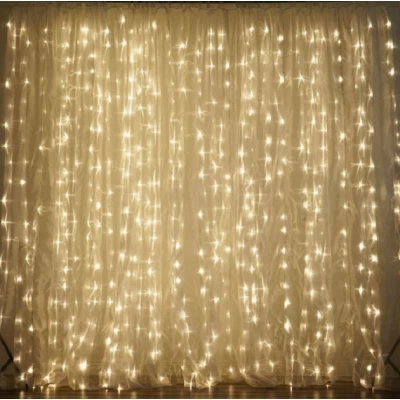 Гирлянда-штора 300 led WW-9 Теплый Белый 3M*3M на медной проволоке+соед