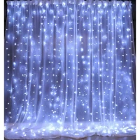 Гирлянда-штора 200 led W-9 (Белая, золото) 2M*2M с пеходником. (O-17a)