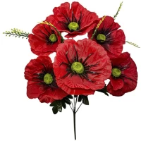 Искусственные цветы букет Маки красные крупные, 45см