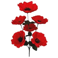 Искусственные цветы букет красных маков, 36см