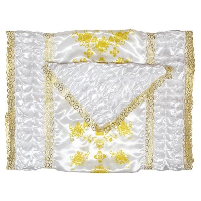 Комплект Атлас печ глиттер,бока драппировка, кружево /Печать золото/