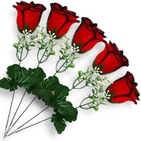 Бутон розы с гипсофилой одиночный, 36см