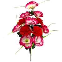 Искусственные цветы букет гвоздик двухцветных, 50см