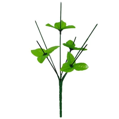 Нога букетная 6-ка с листом, 34см  ( в уп 10шт)