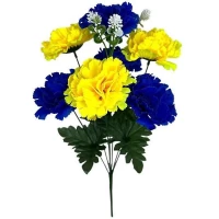 Искусственные цветы букет гвоздики высокие 7-ка серия Украина, 48см (в уп. 20шт,  р-1, г-7, / 12404-7В
