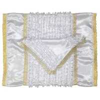 Комплект Атлас Наволочка по бокам с рюшью, кружево /Белый/