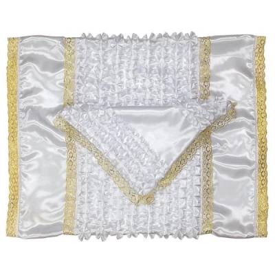 Комплект Атлас Наволочка по бокам с рюшью, кружево /Белый/