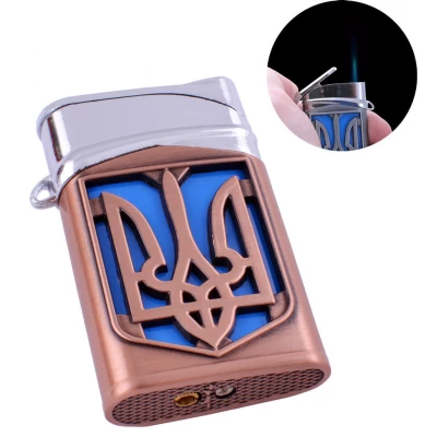 Зажигалка карманная Герб Украины (турбо пламя) №4112-3
