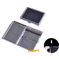 Портсигар на 10 сигарет с зажигалкой DINGHAO (Обычное пламя) №3101-1