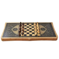 Игровой набор 3в1 нарды шахматы и шашки (62х62 см) В6535