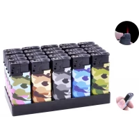 Зажигалка пластиковая с фонарем Камуфляж (турбо пламя) №1309-1