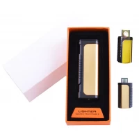 USB зажигалка в подарочной упаковке Lighter (Спираль накаливания) №HL-35 Gold