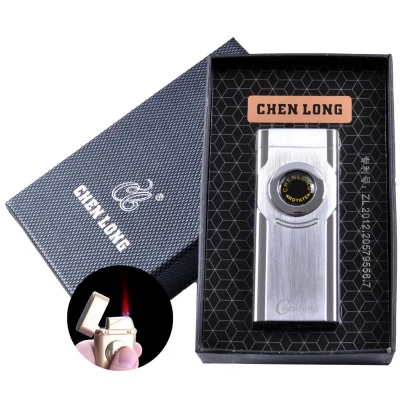 Зажигалка подарочная CHEN LONG (Турбо пламя) №4327 Silver