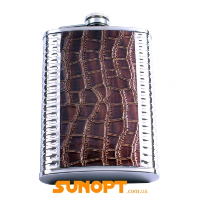 Фляга из пищевой нержавеющей стали обтянута кожей GDA-9-6