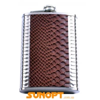 Фляга из пищевой нержавеющей стали обтянута кожей GDA9-3