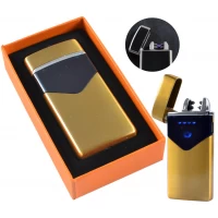 Электроимпульсная USB Зажигалка подарочная две молнии, индикатор заряда HL-223 Gold Wire Drawing Электроимпульсная USB Зажигалка подарочная две молнии, индикатор заряда HL-223 Gold Wire Drawing