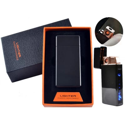 USB - Газовая Зажигалка (Острое пламя + спираль накаливания) индикатор заряда HL-250 Black ice