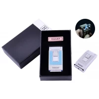 Зажигалка в подарочной коробке HASAT (Острое пламя) №4314 Blue