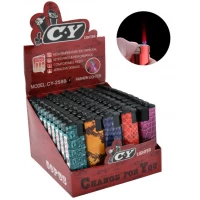 Зажигалка с фонариком (турбо пламя) Цветная кожа №2588-6