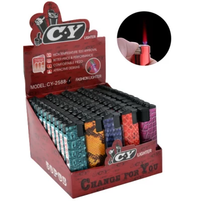 Зажигалка с фонариком (турбо пламя) Цветная кожа №2588-6 Зажигалка с фонариком (турбо пламя) Цветная кожа №2588-6