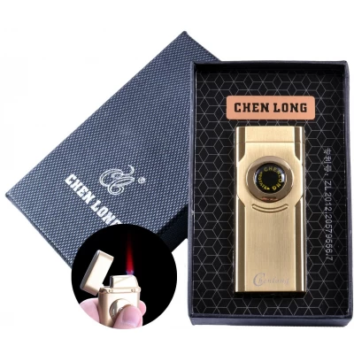Зажигалка подарочная CHEN LONG (Турбо пламя) №4327 Gold