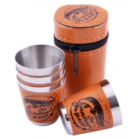 Рюмки в кожаном чехле За богатый улов (4 шт) PM-20-1