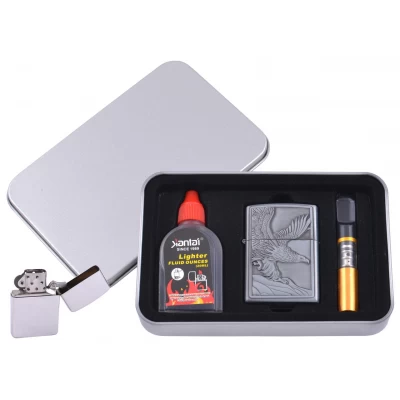 Зажигалка бензиновая в подарочной коробке (Баллончик бензина/Мундштук) Взлетающий Орел XT-4711-6