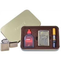 Зажигалка бензиновая в подарочной коробке (Баллончик бензина/Мундштук) Пистолет XT-4932-2