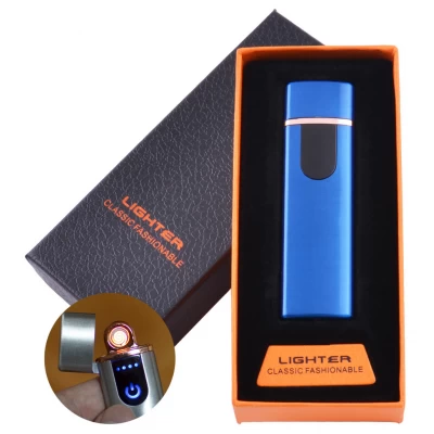 Сенсорная USB зажигалка в подарочной коробке LIGHTER ⚡️ HL-101-1 Blue