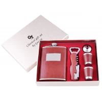 Подарочный набор фляга / штопор / стопки / лейка XT-3 Коричневый