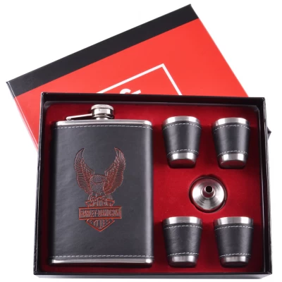 Подарочный набор 6в1 фляга, рюмки, лейка Harley Davidson TZ-3