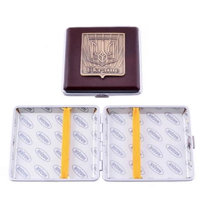 Портсигар кожа Украина (20 шт) YH-02 (Коричневый-темный) Портсигар кожа Украина (20 шт) YH-02 (Коричневый-темный)