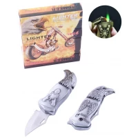 Зажигалка газовая с ножом Орел (Турбо пламя) XT-4977 Silver