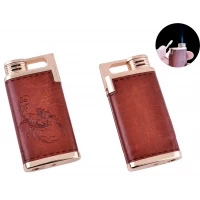 Зажигалка карманная Скорпион (Острое пламя, кожа) №4918-3