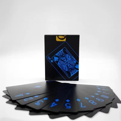 Карты игральные пластиковые (черно-синие) №395-1New