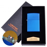 Электроимпульсная зажигалка в подарочной коробке LIGHTER (USB) №HL-136 Blue