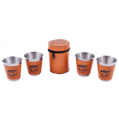 Рюмки в кожаном чехле За богатый улов (4 шт) PM-21-1